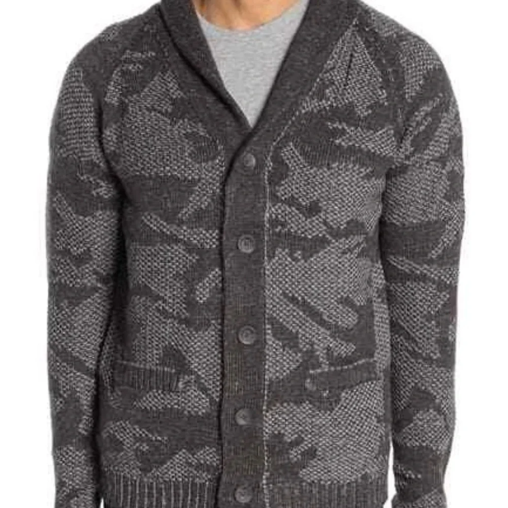 NWT mens HEDGE Camo Shawl Collar Button Cardigan - Picture 9 of 10